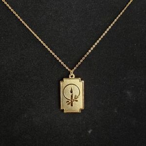 Victorian Botanical Gothic Fairycore Necklace Gold Toned Rose And Candle